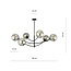 Pendant lamp with 6 curved arms black and fumed bulbs E14