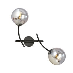 Emibig Wall lamp with 2 black arc arms and glass smoked balls E14