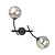 Applique avec 2 bras en arc noir et boules en verre fumé E14