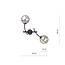 Wall lamp with 2 black arc arms and glass smoked balls E14