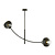 Hanging lamp black with 2 curved arms and striped bulbs E14