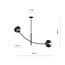 Emibig Emibig Hangende lamp zwart met 2 gebogen armen en gestreepte bollen E14 - Perfect voor een stijlvolle verlichting