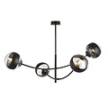 Emibig Lampe suspendue noire avec 4 bras courbés et ampoules rayées E14 - Idéale pour un éclairage élégant dans votre intérieur