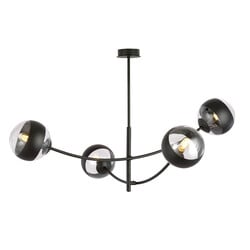 Emibig Zwarte hangende lamp met 4 gebogen armen en gestreepte bollen E14