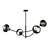 Black hanging lamp with 4 curved arms and striped bulbs E14