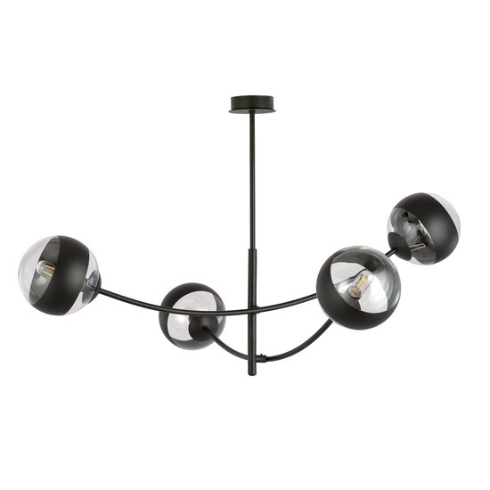 Emibig Emibig Schwarze Hängelampe mit 4 gebogenen Armen und gestreiften Glühbirnen E14 - Ideal für stilvolle Beleuchtung in Ihrem Zuhause