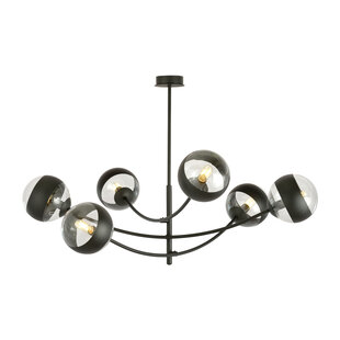 Emibig Pendulum lighting with 6 curved arms black and striped bulbs E14