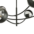 Pendulum lighting with 6 curved arms black and striped bulbs E14