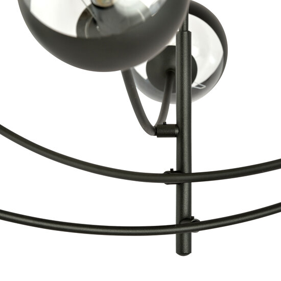 Pendulum lighting with 6 curved arms black and striped bulbs E14