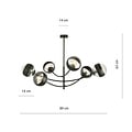 Emibig Emibig Pendelende verlichting met 6 gebogen armen zwart en gestreepte bollen E14 - Creëer een sfeervolle ambiance in uw ruimte
