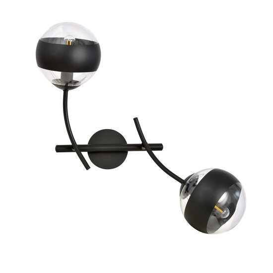 Emibig Emibig Applique murale noire avec bras courbés et boules en verre rayées E14 - Idéale pour une ambiance chaleureuse dans n'importe quelle pièce
