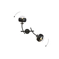 Wall lamp black with curved arms and glass striped balls E14