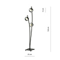 Standing black floor lamp with waving arms and bulbs with stripe E14