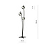 Standing black floor lamp with waving arms and bulbs with stripe E14
