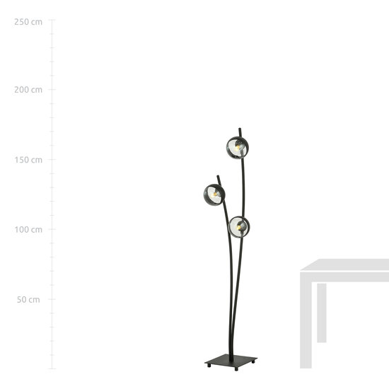 Emibig Emibig Standing black floor lamp with waving arms and bulbs with stripe E14 - Create a cozy atmosphere in your home
