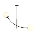 Hanging lamp black and white opal glass with curved arms E14