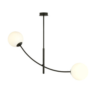 Lampe à suspension en verre opale noir et blanc avec bras courbés E14