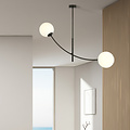 Hanging lamp black and white opal glass with curved arms E14