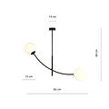 Hanging lamp black and white opal glass with curved arms E14