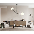 Hanging lamp black and white opal glass with curved arms E14