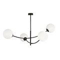 Emibig Emibig Lampe suspendue 4 bras courbés noir et verre opale blanc E14 - Éclairage élégant pour chaque pièce