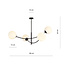 Hanging lamp 4 curved arms black and white opal glass E14
