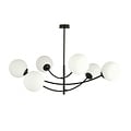 Emibig Emibig Suspension 6 bras courbés noir et verre opale blanc E14 - Idéale pour une ambiance chaleureuse
