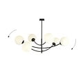 Emibig Emibig Suspension 6 bras courbés noir et verre opale blanc E14 - Idéale pour une ambiance chaleureuse