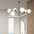 Emibig Emibig Suspension 6 bras courbés noir et verre opale blanc E14 - Idéale pour une ambiance chaleureuse
