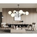 Emibig Emibig Suspension 6 bras courbés noir et verre opale blanc E14 - Idéale pour une ambiance chaleureuse