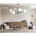 Emibig Emibig Suspension 6 bras courbés noir et verre opale blanc E14 - Idéale pour une ambiance chaleureuse