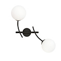 Aplique con brazos dobles curvos y bolas de cristal blanco E14.