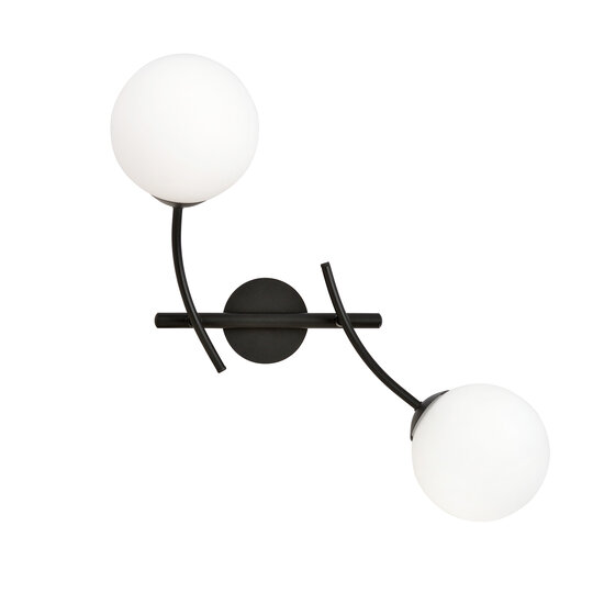 Aplique con brazos dobles curvos y bolas de cristal blanco E14.