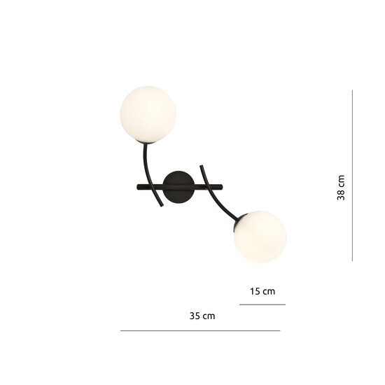 Emibig Emibig Wall lamp with double curved arms and white glass balls E14 - Ideal for creating a cozy atmosphere in any room