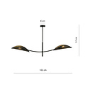 black and gold hanging lamp with 2 curved arms
