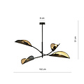Emibig Emibig zwart met gouden hanglamp met 4 armen en transparante bladeren - Perfect voor een stijlvolle ambiance