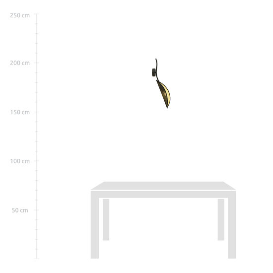 Wall lamp black and gold with falling leaf effect