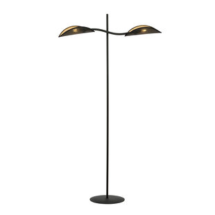 Emibig Lampe sur pied noire et dorée avec effet de feuille tombante