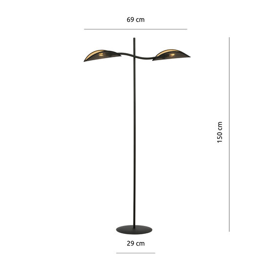 floor lamp black and gold with falling leaf effect