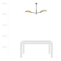 Zwart en rotan hanglamp met 2 gebogen armen