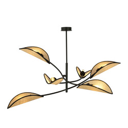 Emibig Lampe suspendue noire et en rotin avec 6 bras