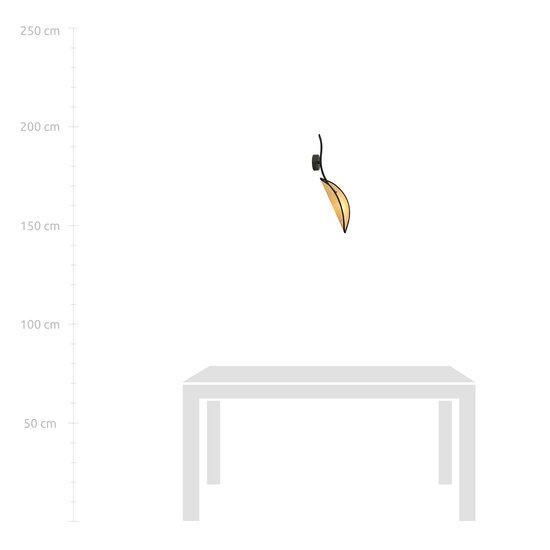 Lámpara de pared negra y ratán con efecto hoja que cae.