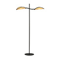 Floor lamp black and rattan with falling leaf effect