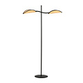 Floor lamp black and rattan with falling leaf effect
