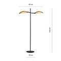 Floor lamp black and rattan with falling leaf effect