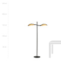 Floor lamp black and rattan with falling leaf effect
