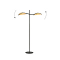 Floor lamp black and rattan with falling leaf effect