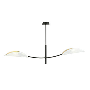 White and gold hanging lamp with 2 curved arms