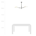 White and gold hanging lamp with 2 curved arms