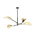 White with gold hanging lamp with 4 arms and transparent leaves